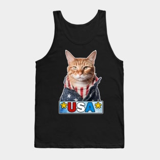 Patriotic Ginger Cat Tank Top